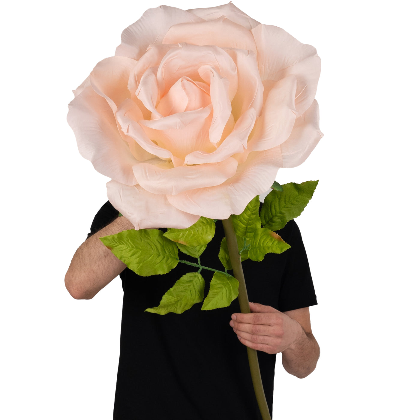 Trandafir artificial D37xH116 cm piersica cu tulpina fara suport