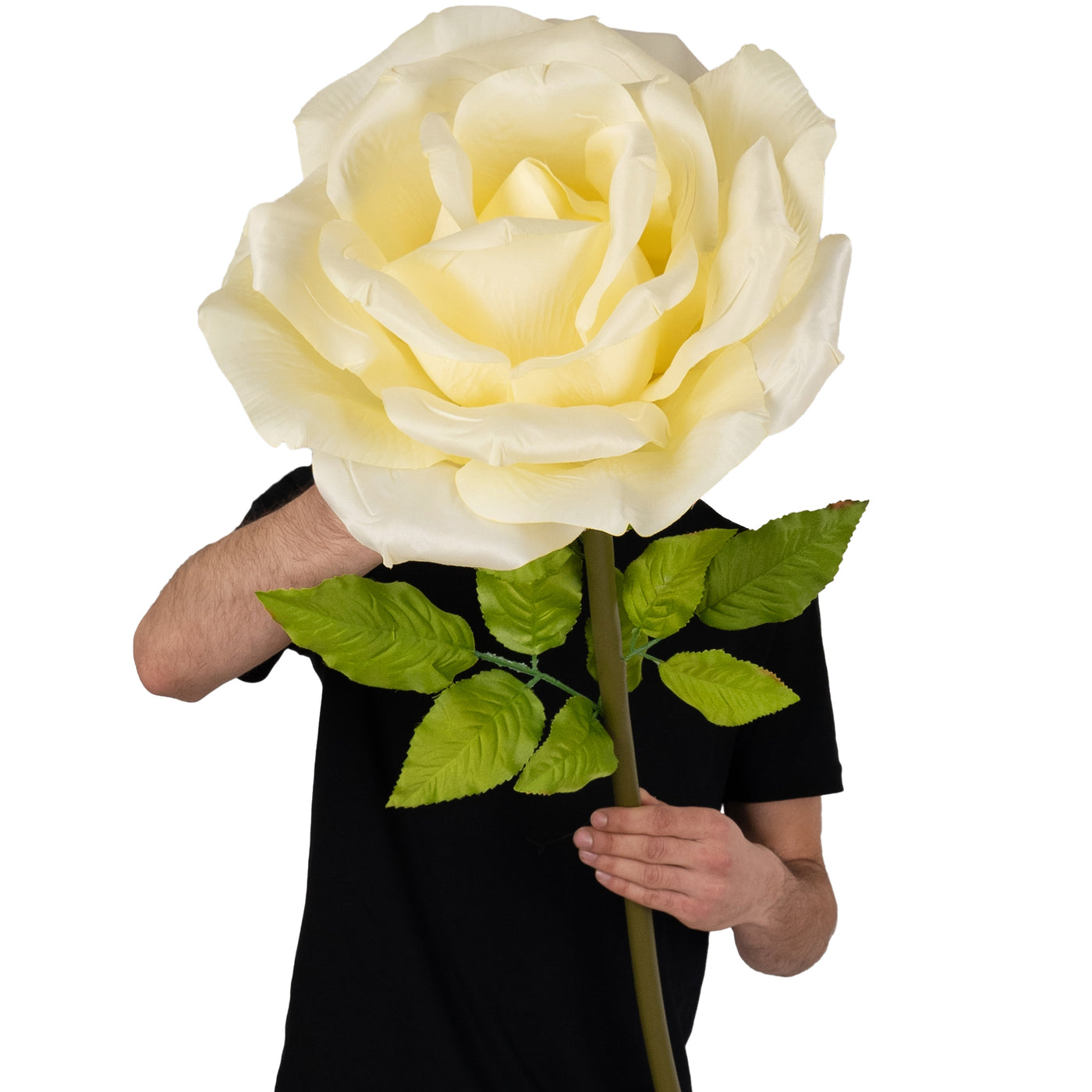 Trandafir artificial D37xH116 cm portocaliu cu tulpina fara suport