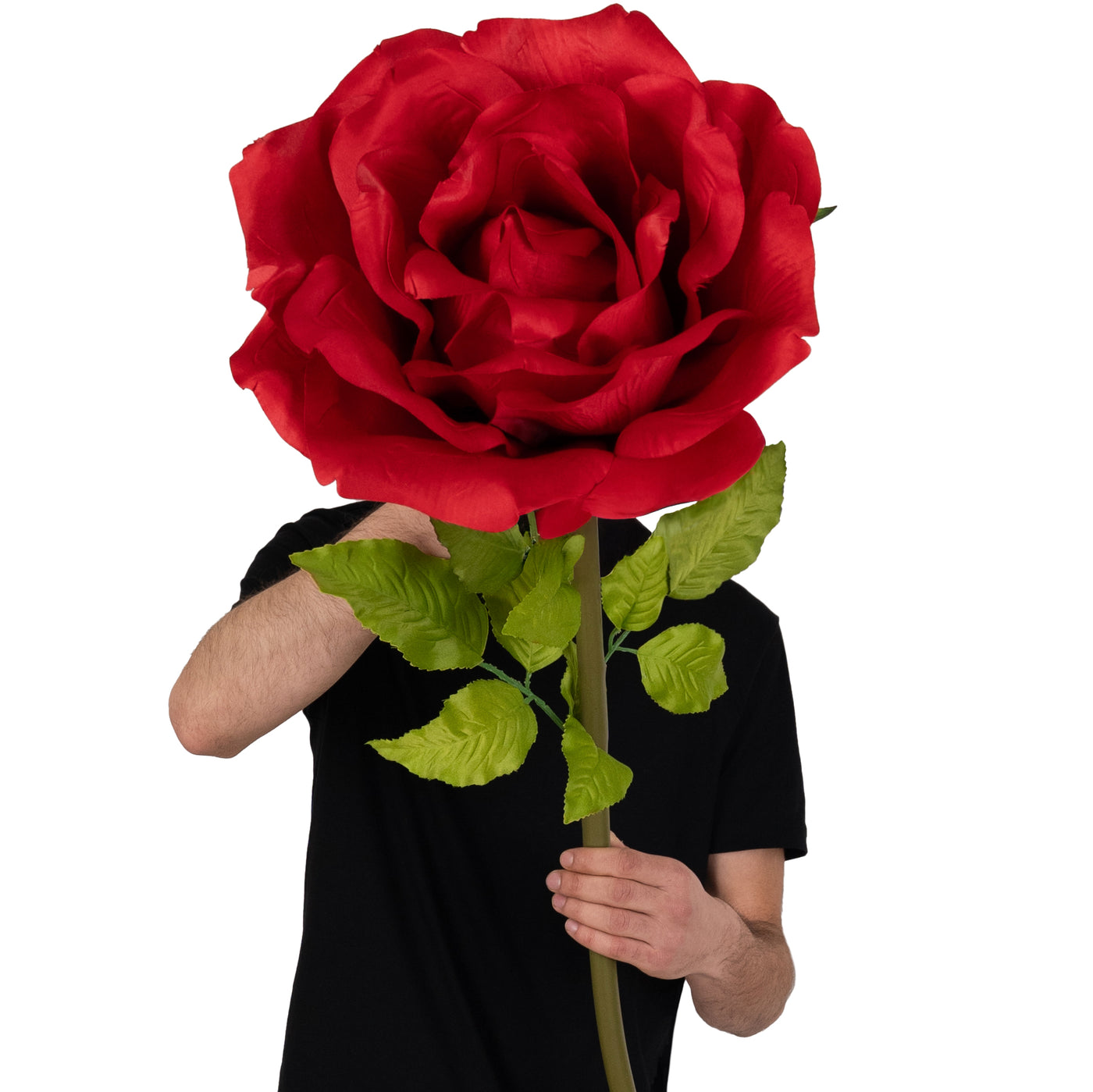 Trandafir artificial D37xH116 cm rosu cu tulpina fara suport