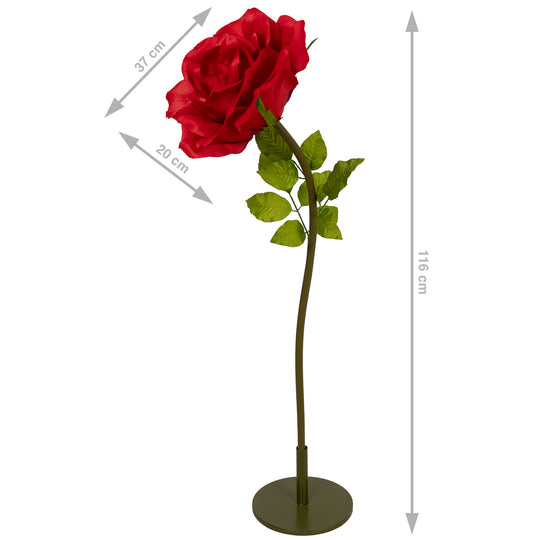 Trandafir artificial D37xH116 cm rosu cu tulpina fara suport