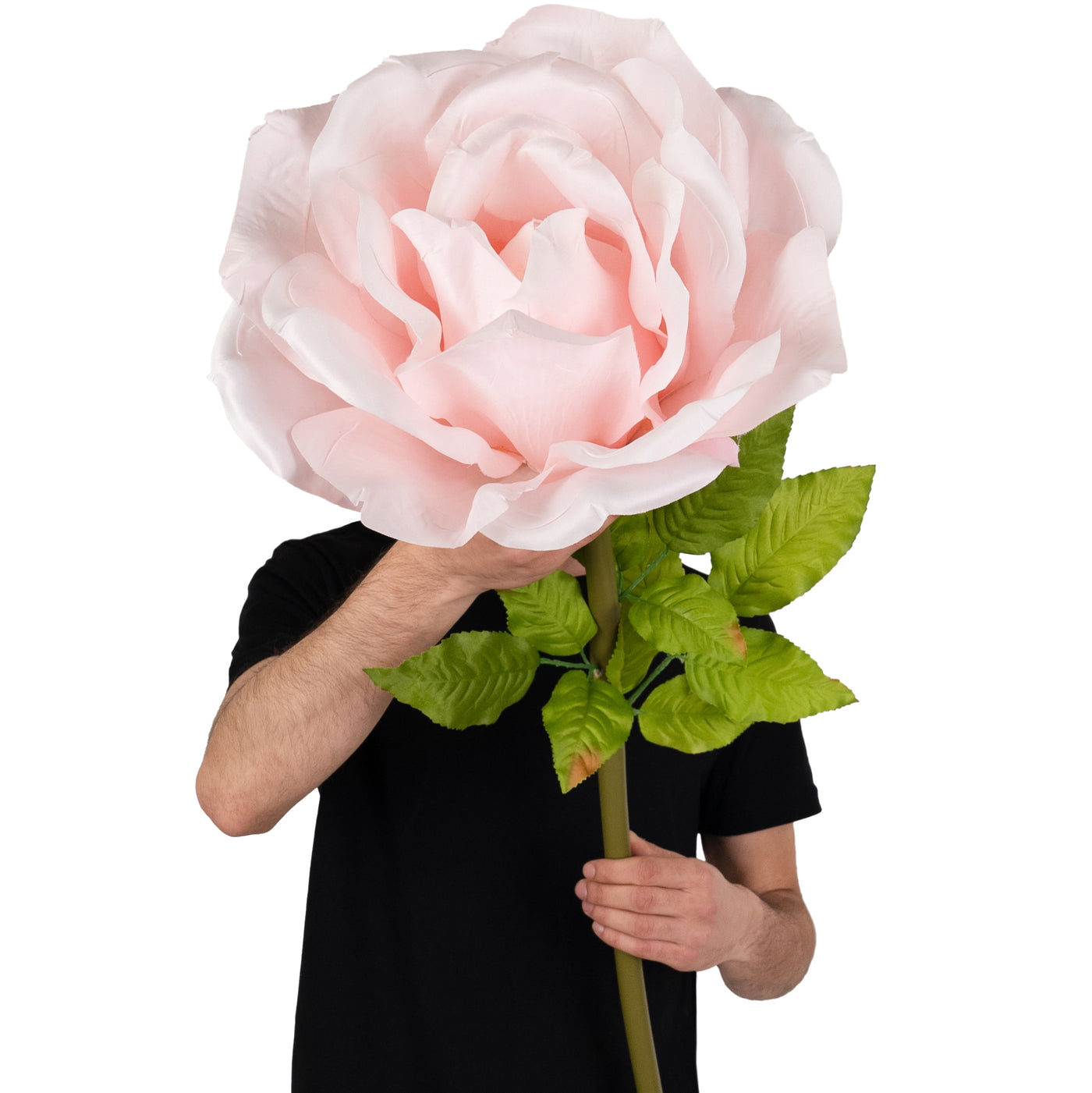 Trandafir artificial D37xH116 cm roz deschis cu tulpina fara suport