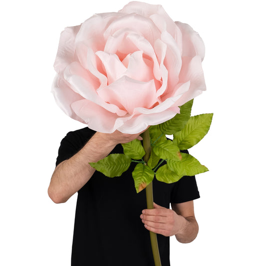 Trandafir artificial D37xH116 cm roz deschis cu tulpina fara suport