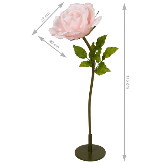 Trandafir artificial D37xH116 cm roz deschis cu tulpina fara suport