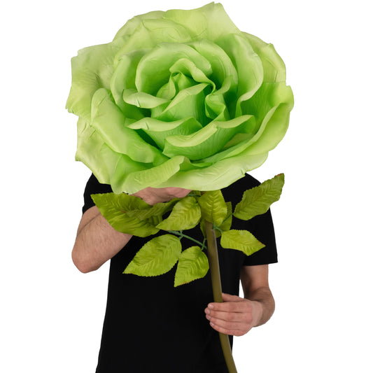 Trandafir artificial D37xH116 cm verde cu tulpina fara suport