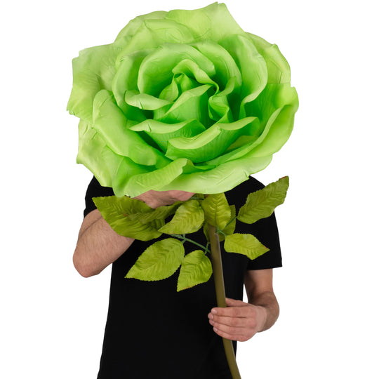 Trandafir artificial D37xH116 cm verde cu tulpina fara suport