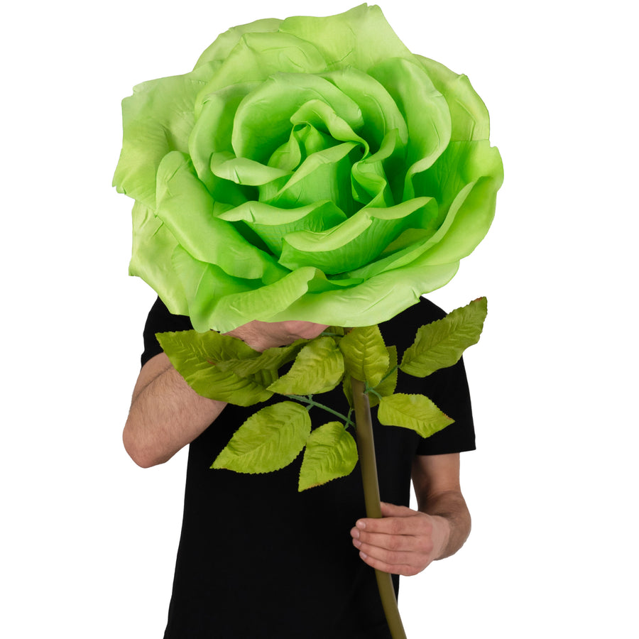 Trandafir artificial D37xH116 cm verde cu tulpina fara suport