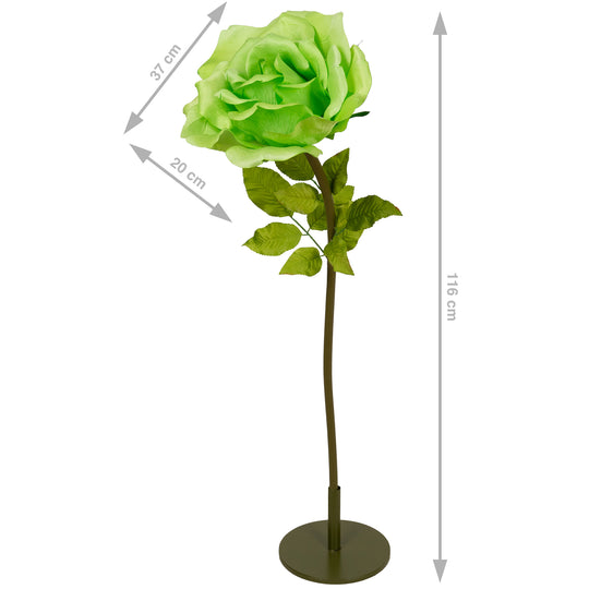 Trandafir artificial D37xH116 cm verde cu tulpina fara suport