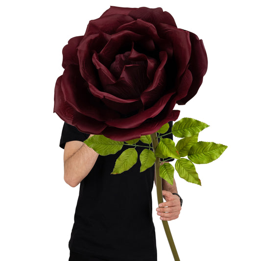 Trandafir artificial D50xH136 cm burgundy cu tulpina fara suport
