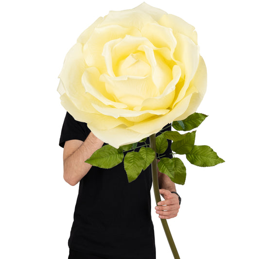 Trandafir artificial D50xH136 cm galben cu tulpina fara suport