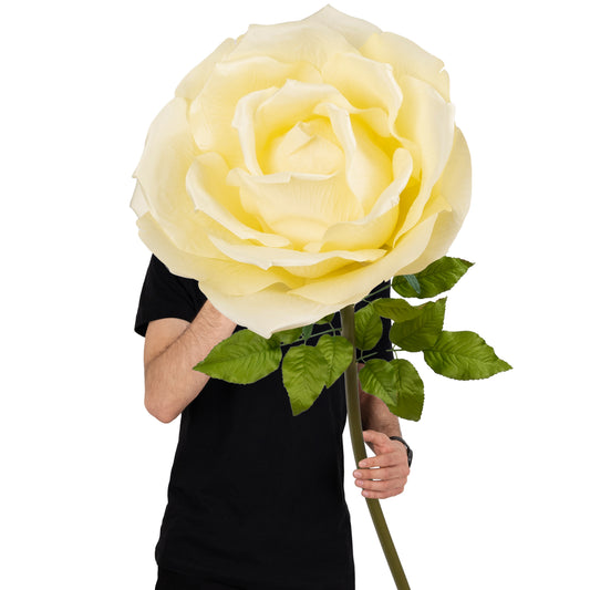 Trandafir artificial D50xH136 cm galben cu tulpina fara suport