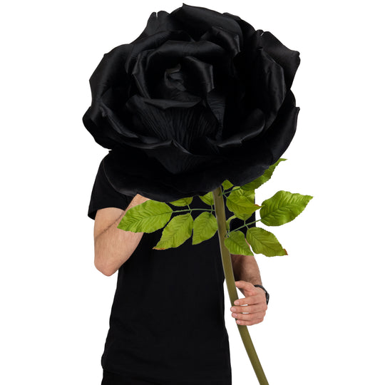 Trandafir artificial D50xH136 cm negru cu tulpina fara suport