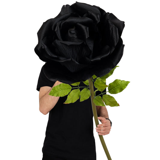 Trandafir artificial D50xH136 cm negru cu tulpina fara suport