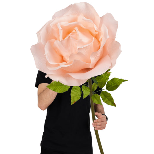 Trandafir artificial D50xH136 cm piersica cu tulpina fara suport