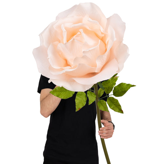 Trandafir artificial D50xH136 cm piersica cu tulpina fara suport