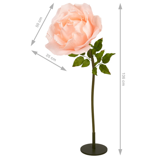 Trandafir artificial D50xH136 cm piersica cu tulpina fara suport