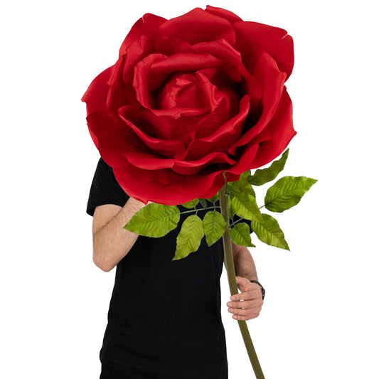 Trandafir artificial D50xH136 cm rosu cu tulpina fara suport