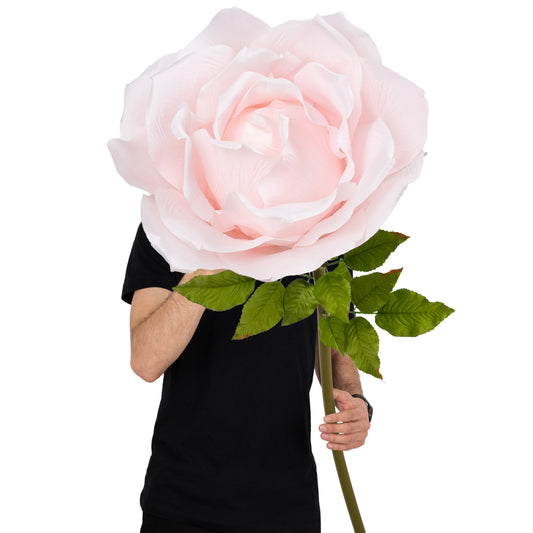 Trandafir artificial D50xH136 cm roz deschis cu tulpina fara suport