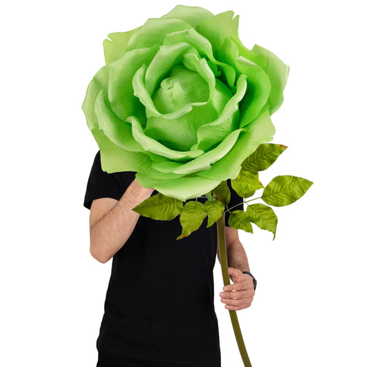 Trandafir artificial D50xH136 cm verde cu tulpina fara suport