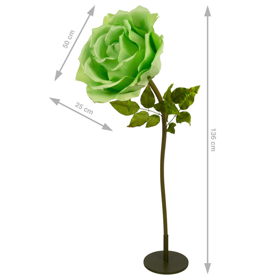 Trandafir artificial D50xH136 cm verde cu tulpina fara suport