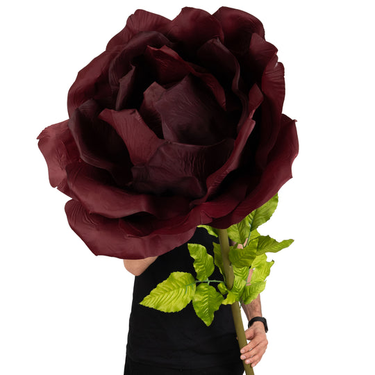 Trandafir artificial D65xH170 cm burgundy cu tulpina fara suport