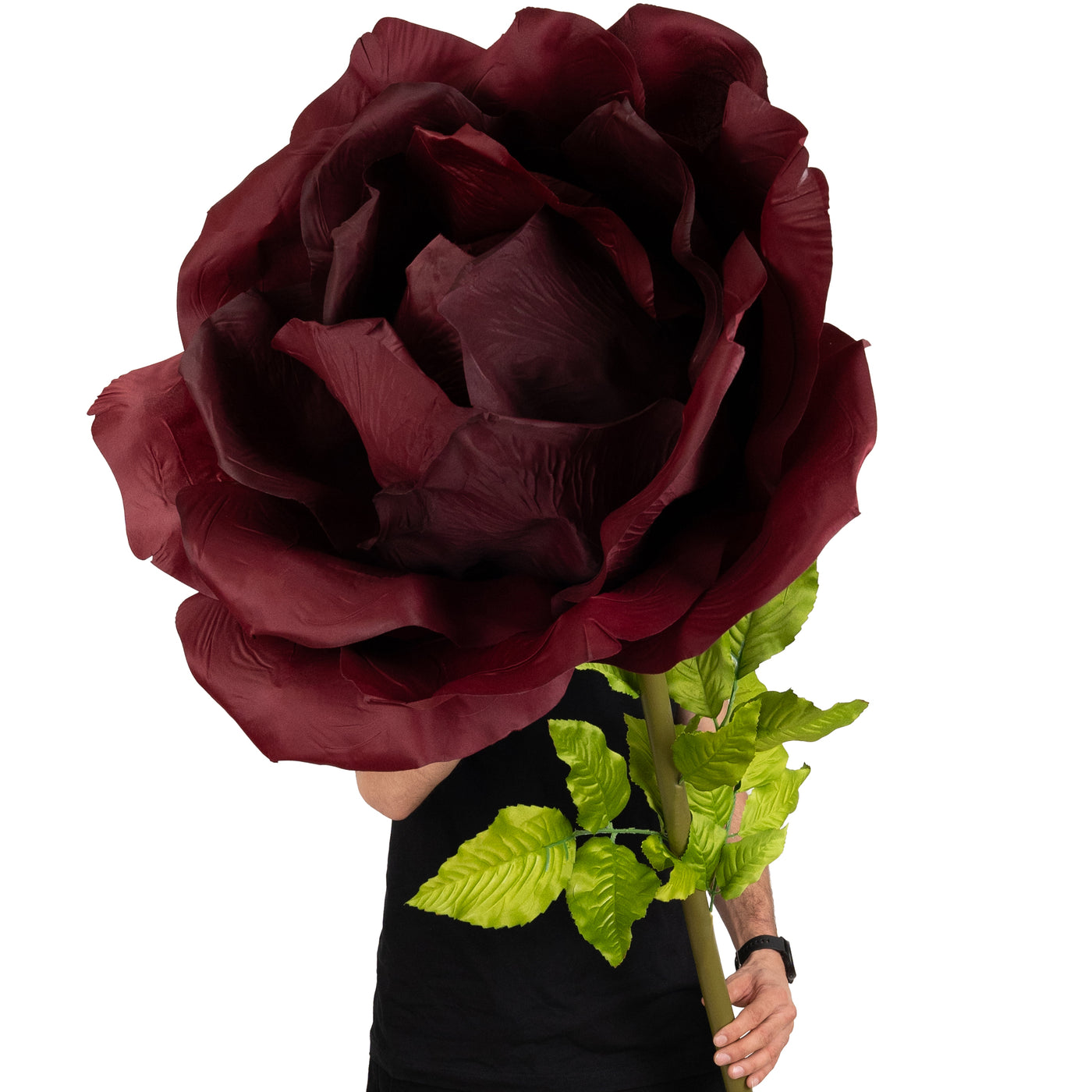 Trandafir artificial D65xH170 cm burgundy cu tulpina fara suport