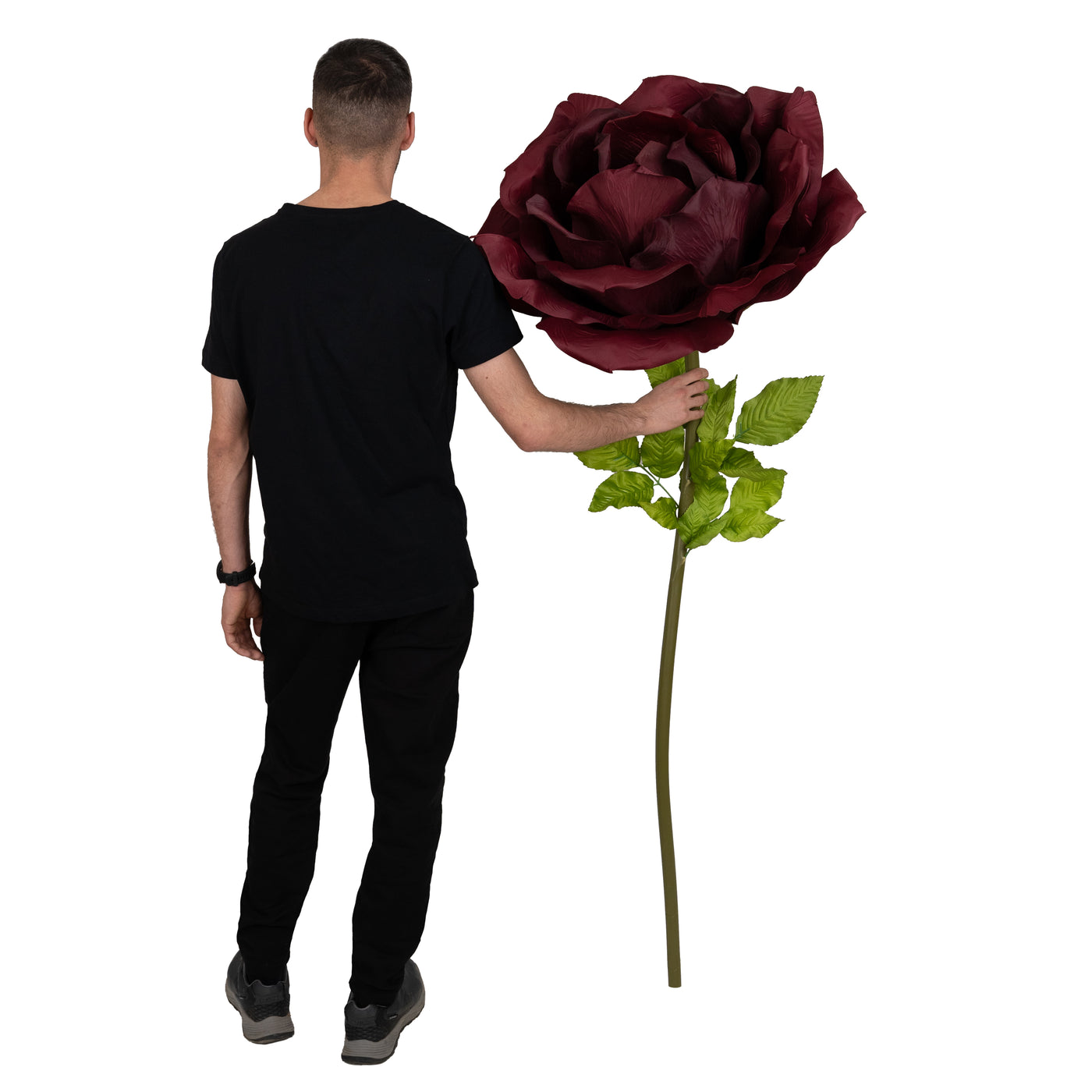 Trandafir artificial D65xH170 cm burgundy cu tulpina fara suport