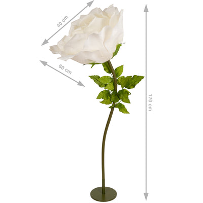 Trandafir artificial D65xH170 cm ivory cu tulpina fara suport