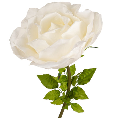 Trandafir artificial D65xH170 cm ivory cu tulpina fara suport