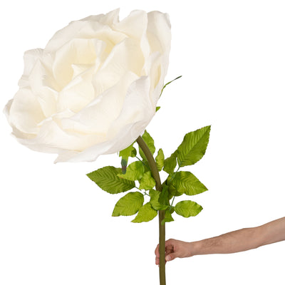 Trandafir artificial D65xH170 cm ivory cu tulpina fara suport