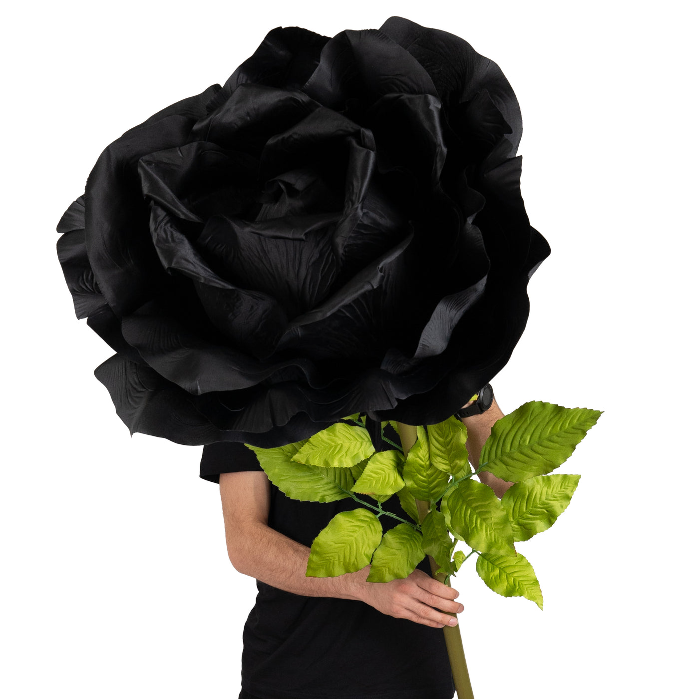 Trandafir artificial D65xH170 cm negru cu tulpina fara suport