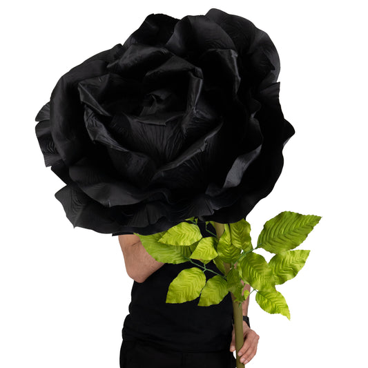 Trandafir artificial D65xH170 cm negru cu tulpina fara suport