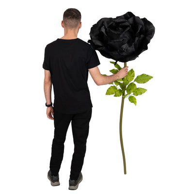 Trandafir artificial D65xH170 cm negru cu tulpina fara suport