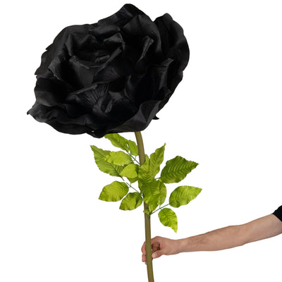 Trandafir artificial D65xH170 cm negru cu tulpina fara suport