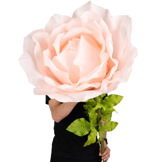 Trandafir artificial D65xH170 cm piersica cu tulpina fara suport