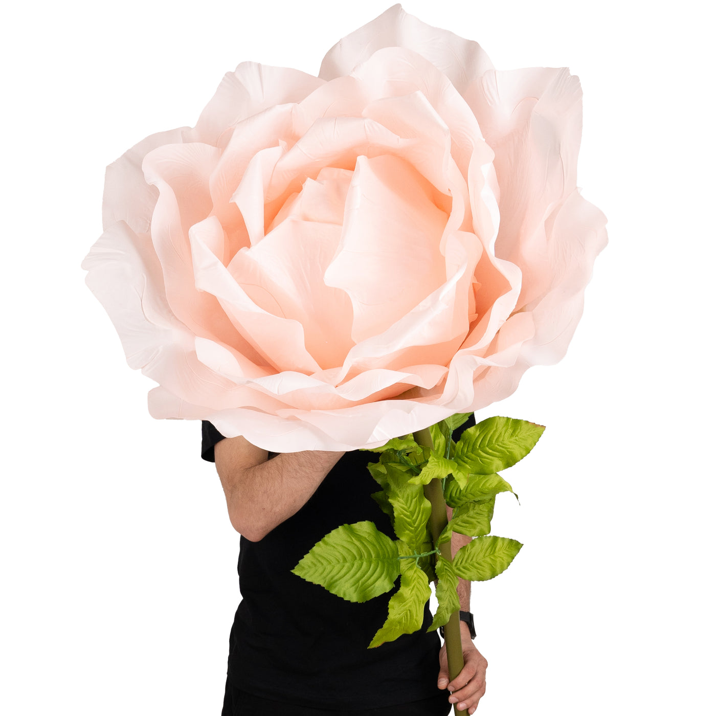 Trandafir artificial D65xH170 cm piersica cu tulpina fara suport