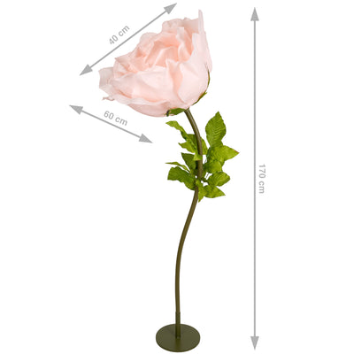 Trandafir artificial D65xH170 cm piersica cu tulpina fara suport