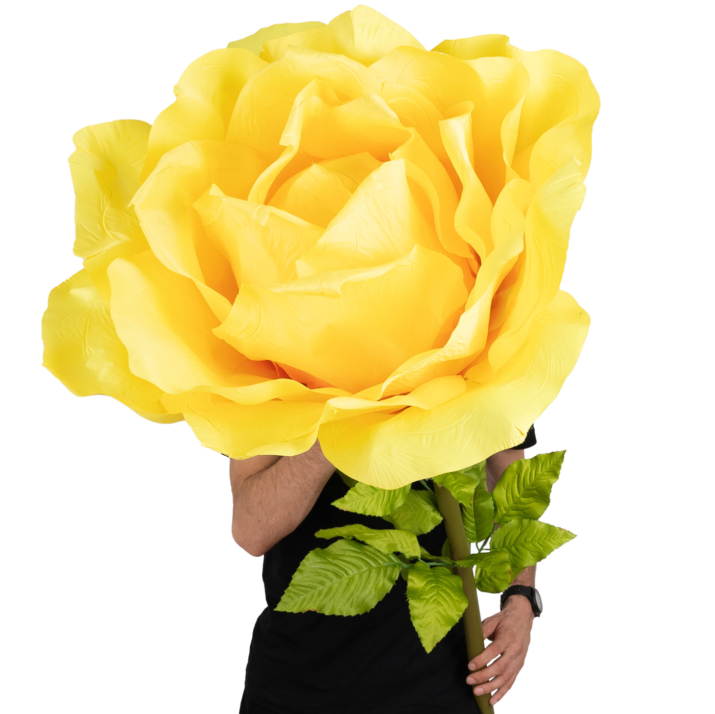 Trandafir artificial D65xH170 cm portocaliu cu tulpina fara suport