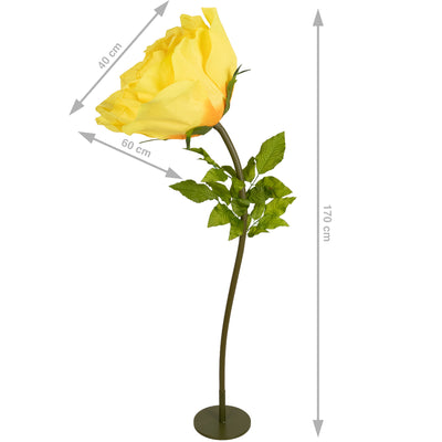 Trandafir artificial D65xH170 cm portocaliu cu tulpina fara suport