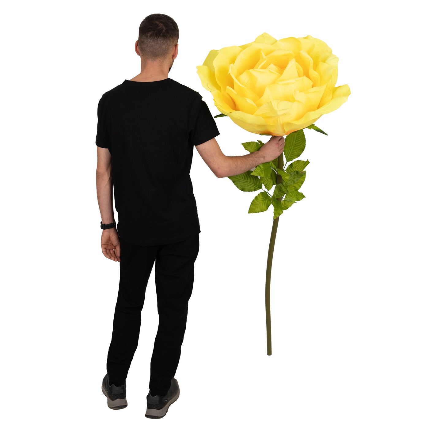 Trandafir artificial D65xH170 cm portocaliu cu tulpina fara suport