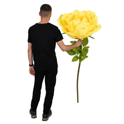 Trandafir artificial D65xH170 cm portocaliu cu tulpina fara suport