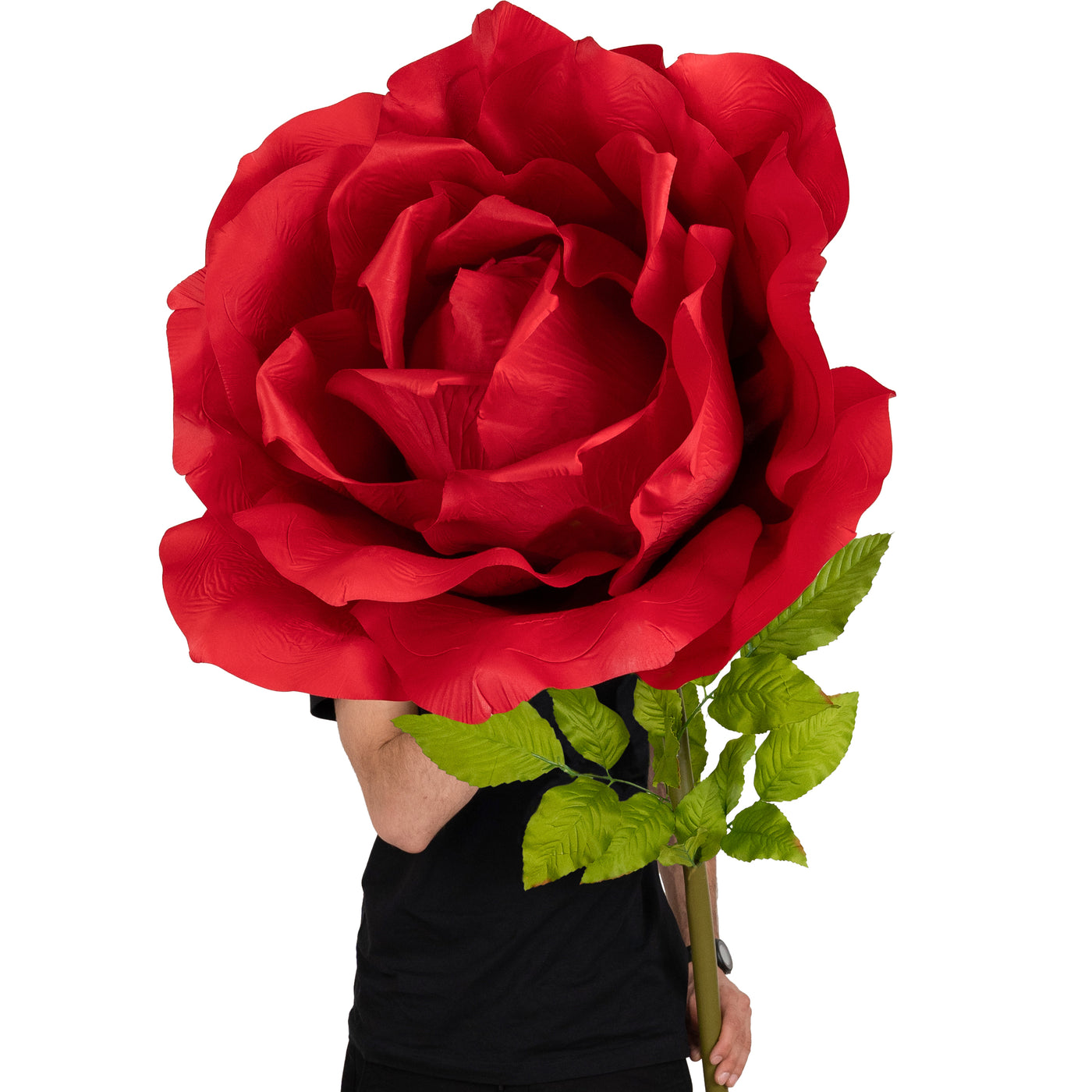 Trandafir artificial D65xH170 cm rosu cu tulpina fara suport