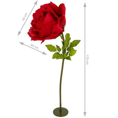 Trandafir artificial D65xH170 cm rosu cu tulpina fara suport
