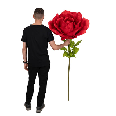 Trandafir artificial D65xH170 cm rosu cu tulpina fara suport