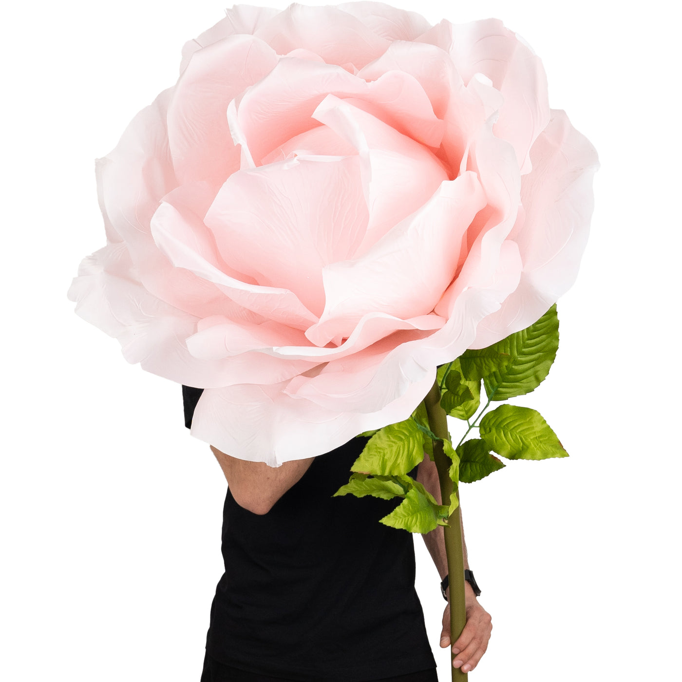 Trandafir artificial D65xH170 cm roz deschis cu tulpina fara suport