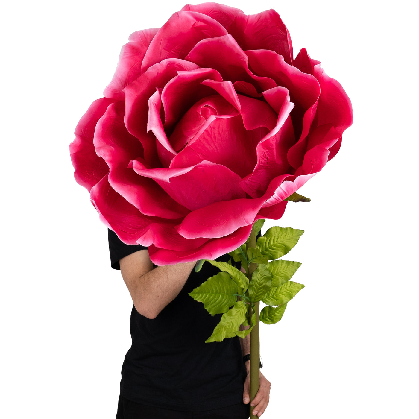 Trandafir artificial D65xH170 cm roz magenta cu tulpina fara suport