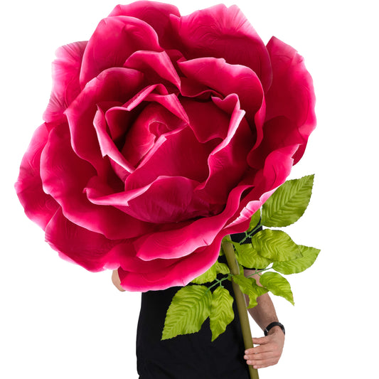Trandafir artificial D65xH170 cm roz magenta cu tulpina fara suport