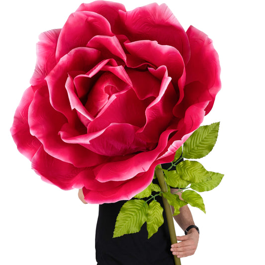 Trandafir artificial D65xH170 cm roz magenta cu tulpina fara suport