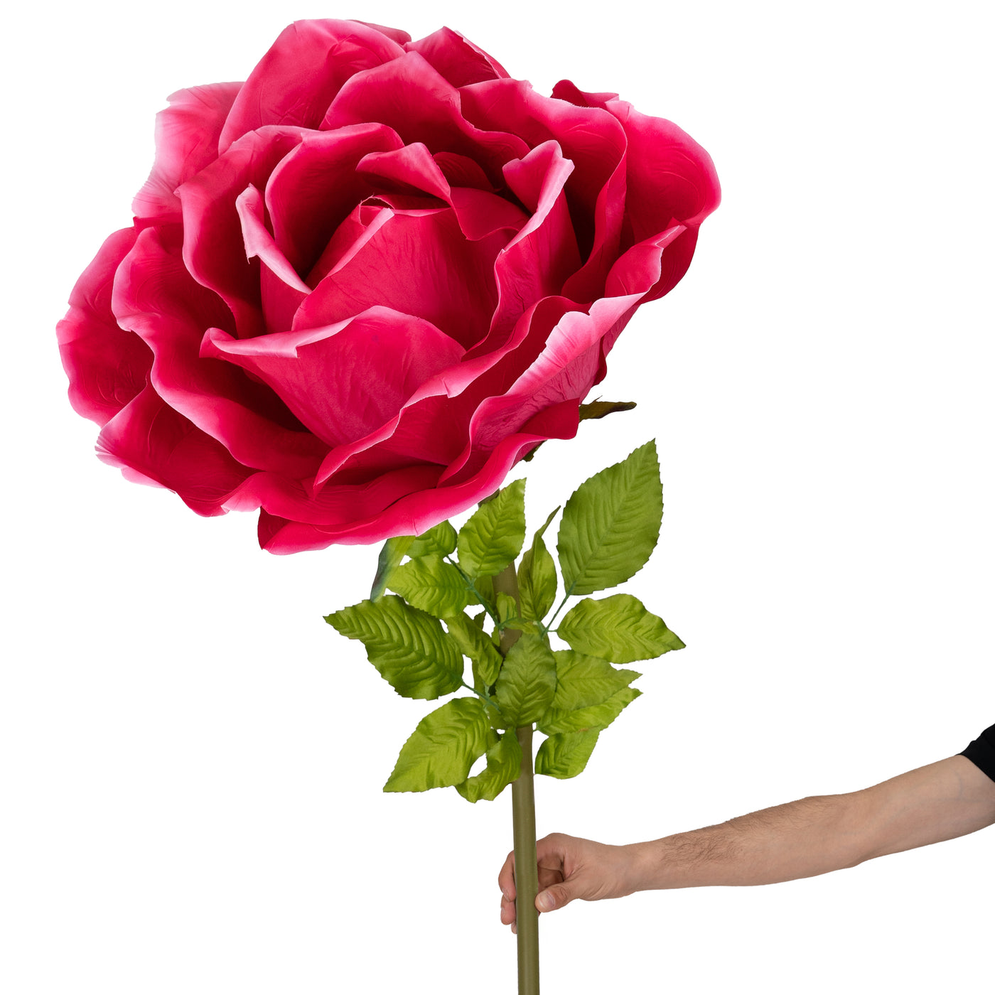 Trandafir artificial D65xH170 cm roz magenta cu tulpina fara suport