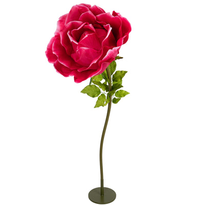 Trandafir artificial D65xH170 cm roz magenta cu tulpina fara suport