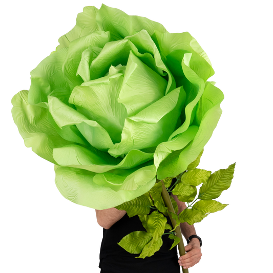 Trandafir artificial D65xH170 cm verde cu tulpina fara suport